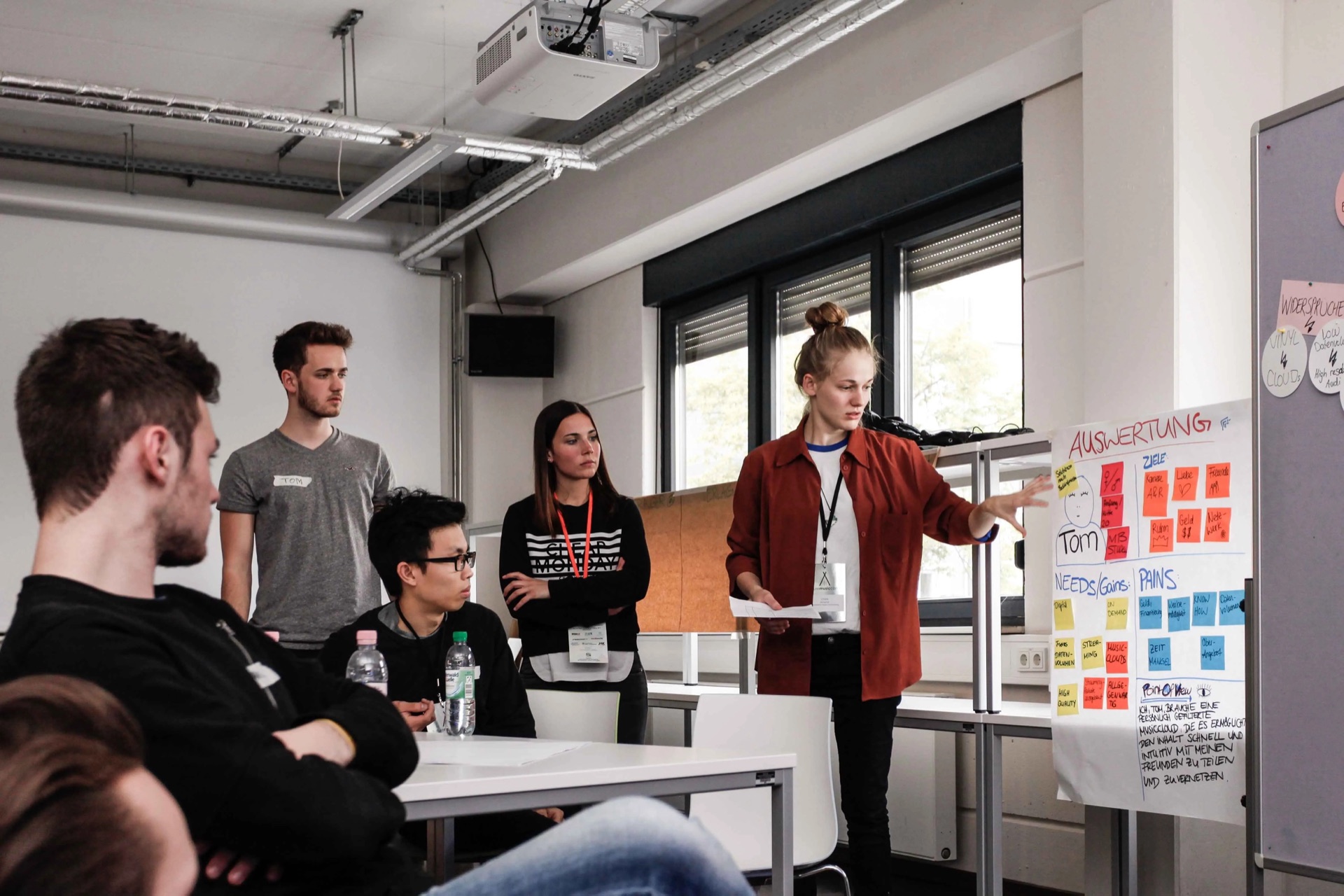 International learners presenting during a collaborative workshop